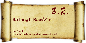 Balanyi Rabán névjegykártya